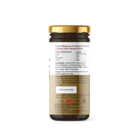 Herovix Calorix Keçiboynuzu Pekmezli & Bal & Polen Ve Arı Sütlü Bitkisel Macun 280 gr