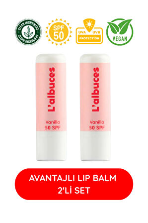 Vanilla 50 SPF Lip Balm İkili Set -Dudak Nemlendiricisi