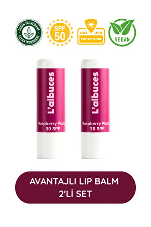 Raspberry 30 SPF Plump Lip Balm İkili Set-Dolgunlaştırıcı Dudak Nemlendiricisi