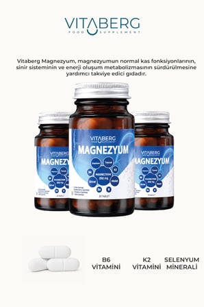 Vitaberg Magnezyum | Bisglisinat, Taurat, Sitrat, Malat + K2, B6, Bor, Selenyum