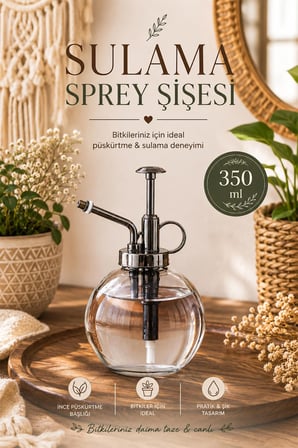 Perotti 15729 Gri 350ml Cam Yağlık Yağdanlık ve Sulama Spreyi Koku Spreyi Şişesi