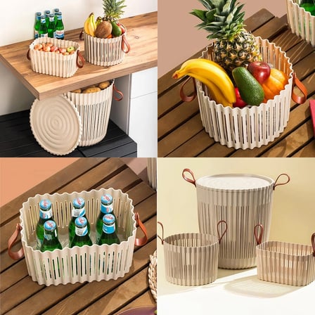 Porsima 4315 Cappuccino 3'lü Sepet Seti – Banyo Mutfak Organizeri, Tezgah Üstü ve Kirli Çamaşır Sepeti