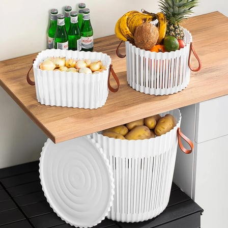 Porsima 4316 Beyaz 3'lü Sepet Seti – Banyo Mutfak Organizeri, Tezgah Üstü ve Kirli Çamaşır Sepeti