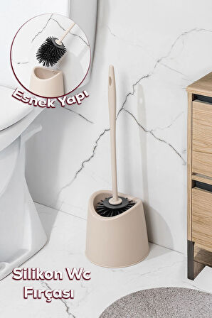 Porsima SB-776 Silikon Wc Tuvalet Banyo Fırçası Klozet Fırçası Krem