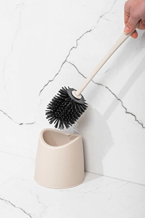 Porsima SB-776 Silikon Wc Tuvalet Banyo Fırçası Klozet Fırçası Krem
