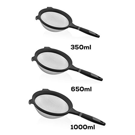 Porsima Et-00120 Tencereye Takılabilen 3 Boy Tel Süzgeç Seti- Un Eleği-Makarna-Pirinç Süzgeci-Kevgir 14cm-18cm-22cm