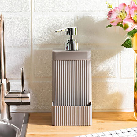 Perotti 13139 Lisbone Süngerlik Hazneli Banyo ve Mutfak Sıvı Sabunluk 550ML Taupe
