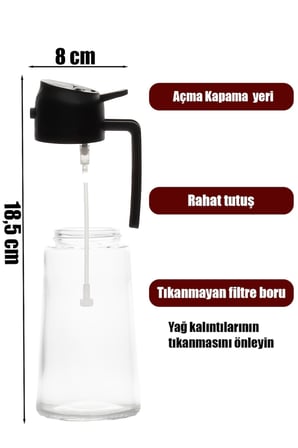 porsima 2086-3 çok amaçlı cam sprey şişe  yağdanlık limon sirke sos püskürtücü sızdırmaz yağlık yeş