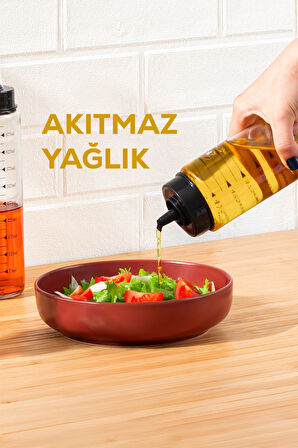 Porsima 4328 2 Li Kapaklı Ölçekli Cam Yağlık Sirkelik 500ml