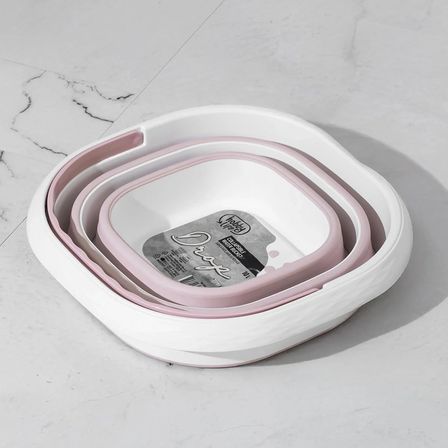 Porsima 1175-1 Damla Katlanabilir Silikon Su Kovası 28x30cm Banyo Balkon Temizlik Kovası - Pudra Beyaz