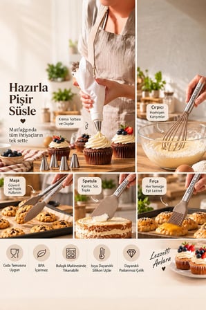 Porsima 3161 10 Parça Pasta ve Tatlı Servis Seti Kek Pasta ve Şekerleme Araçları Kapicino