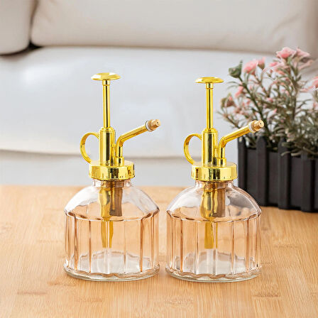 Perotti 15733 2'li Pembe Vintage Cam Bitki Sulama Şişesi Oda Kokusu Dağıtıcı Cam Dağıtıcı Sprey 250ml