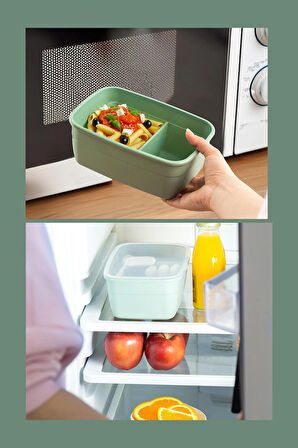Porsima 3200 Vakumlu Kendinden Kaşık Çatallı Sosluklu Bölmeli Beslenme Çantası - Taşınabilir 2 Katlı Lunch Box - Sefer Tası 1200 Ml Beyaz