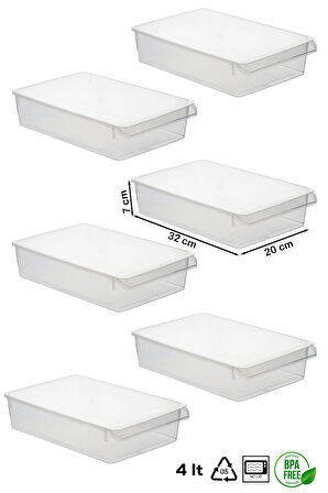 Porsima 3183 6 Adet Kapaklı Dolap İçi ve Buzdolabı İçi Düzenleyici Banyo Mutfak Organizeri 4 Litre