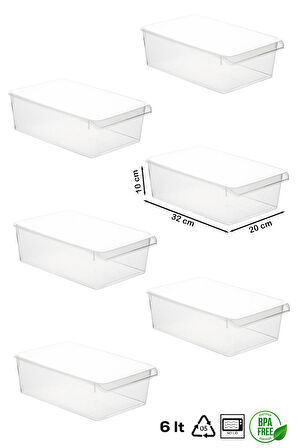 Porsima 3184 6 Adet Kapaklı Dolap İçi ve Buzdolabı İçi Düzenleyici Banyo Mutfak Organizeri 6 Litre