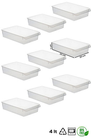 Porsima 3183 9 Adet Kapaklı Dolap İçi ve Buzdolabı İçi Düzenleyici Banyo Mutfak Organizeri 4 Litre