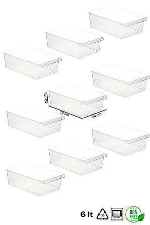 Porsima 3184 9 Adet Kapaklı Dolap İçi ve Buzdolabı İçi Düzenleyici Banyo Mutfak Organizeri 6 Litre