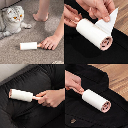 Porsima 3106 Kedi Köpek Tüy Toplayıcı Rulo + 8 Adet Yedek Rulo Somon