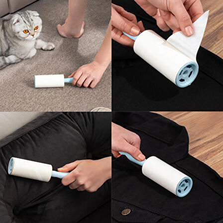 Porsima 3105 Kedi Köpek Tüy Toplayıcı Rulo + 8 Adet Yedek Rulo Mavi