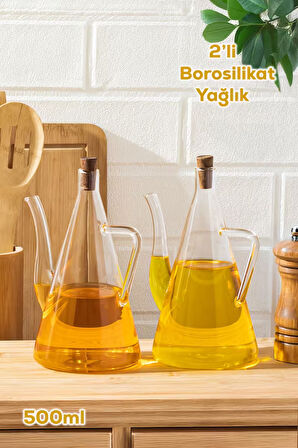 Porsima 17558 Mantar Kapaklı Borosilikat 2li Cam Yağlık Sirkelik