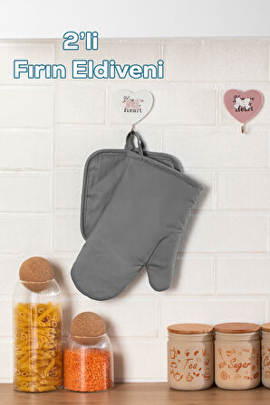 Porsima 3136-1 2li Isıya Dayanıklı Fırın Eldiveni Seti Mutfak eldiveni Seti Gri
