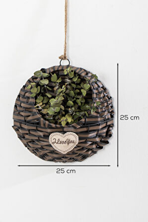 Porsima 2065-1 Kahve Dekoratif Çok Amaçlı Saksılık Hasır Modelli Saksı Çiçeklik 25x25cm
