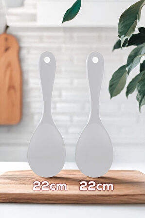 Porsima 5262-1 Sert Uçlu Silikon Pilav Kaşığı Dayanıklı Yanmaz Yapışmaz Çizmez Pilav Kepçe Kaşığı Beyaz 22cm