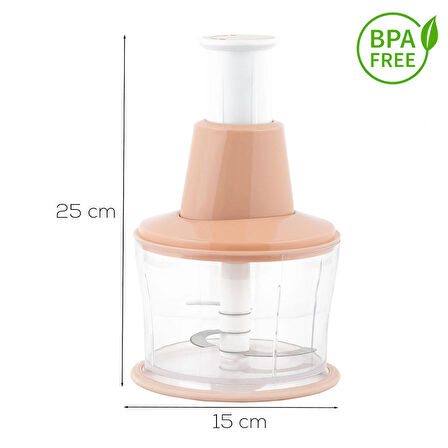 Porsima 232-1 Basmalı Pratik El Rondosu 3 Bıçaklı Blender Doğrayıcı 1000ml Pembe