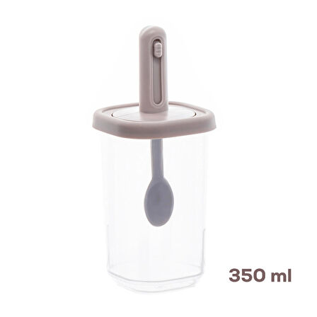 Porsima 4362 Kaydırmalı Kaşıklı Baharatlık Seti 6' lı Şeffaf - Cappucino