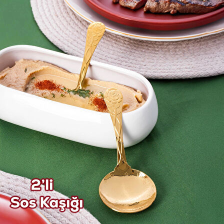 Porsima 5217 Metal Gold 2li Sos Kaşığı 13cm