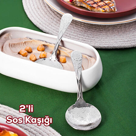 Porsima 5216 Metal Gümüş 2li Sos Kaşığı  Kepçe 13cm