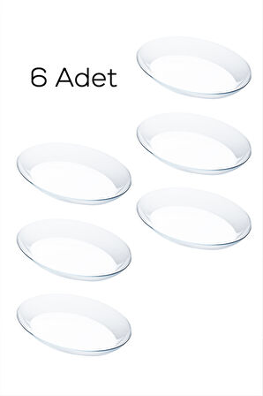 Paşabahçe 10336 6lı Oval Servis Tabak Seti - Şeffaf Cam Sunum Tabakları 25x33 cm