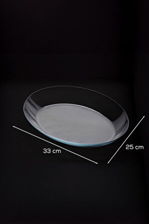 Paşabahçe 10336 6lı Oval Servis Tabak Seti - Şeffaf Cam Sunum Tabakları 25x33 cm