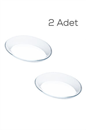Paşabahçe 10357 2li Oval Servis Tabak Seti - Şeffaf Cam Sunum Tabakları 21x16 cm