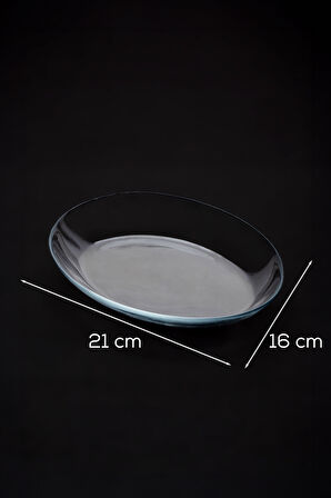 Paşabahçe 10357 2li Oval Servis Tabak Seti - Şeffaf Cam Sunum Tabakları 21x16 cm