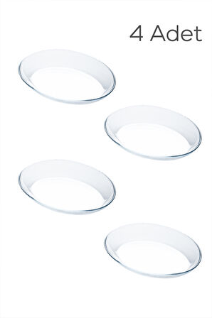 Paşabahçe 10357 4lü Oval Servis Tabak Seti - Şeffaf Cam Sunum Tabakları 21x16 cm