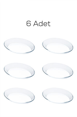 Paşabahçe 10356 6lı Oval Servis Tabak Seti - Şeffaf Cam Sunum Tabakları 17x13 cm