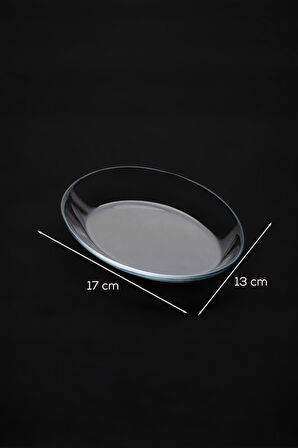Paşabahçe 10356 6lı Oval Servis Tabak Seti - Şeffaf Cam Sunum Tabakları 17x13 cm