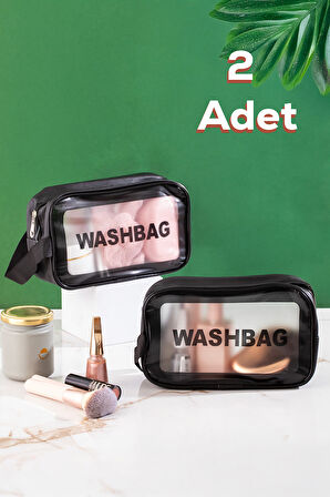 Porsima 3140 2li Şeffaf Seyahat Ve Makyaj Çantası Su Geçirmez Organizer Washbag Şeffaf