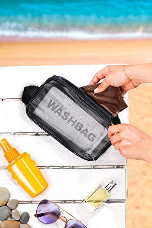 Porsima 3140 2li Şeffaf Seyahat Ve Makyaj Çantası Su Geçirmez Organizer Washbag Şeffaf