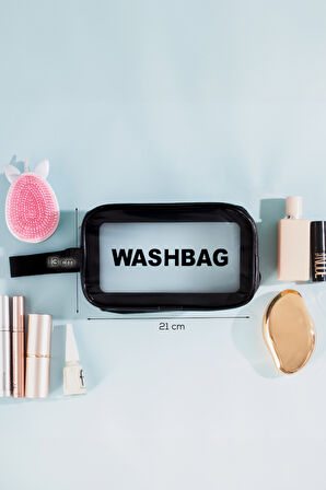 Porsima 3140 2li Şeffaf Seyahat Ve Makyaj Çantası Su Geçirmez Organizer Washbag Şeffaf