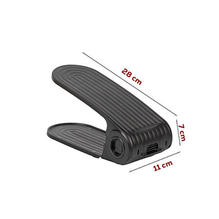 Porsima 5301 10lu Ayakkabı Rampası Ayakkabı Düzenleyici Dolap İçi Organizer- Siyah