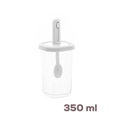 Porsima 4365 7 li Kaydırmalı Kaşıklı Sızdırmaz Kapaklı Etiketli Baharatlık Seti - Saklama Kabı Beyaz