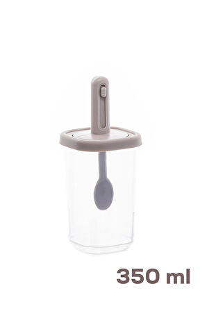 Porsima 4366 7 li Kaydırmalı Kaşıklı Sızdırmaz Kapaklı Etiketli Baharatlık Seti - Saklama Kabı Cappuccino