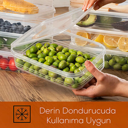 Porsima 4363-20 Kendinden Kapaklı Derin Dondurucuya Uygun 20 Adet Saklama Kabı Hava Almaz Düzenleyici 1,5 lt