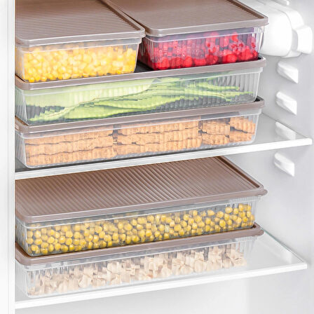 Porsima 5310 8li Buzdolabı Organizeri Mikrodalga Ve Derin Dondurucu Buzluk Bakliyat Saklama Kabı - 2lt Kapicino