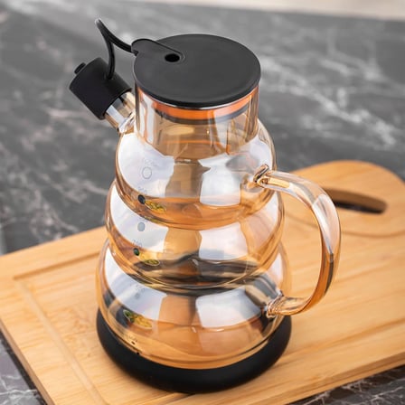 Porsima 3617-1 Kapaklı Borosilikat Cam Yağlık Sirkelik Yağdanlık 1000ml Siyah