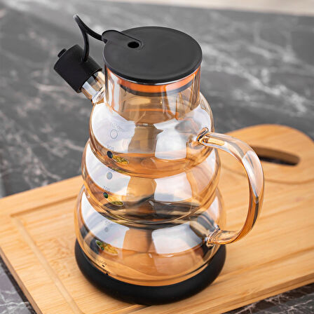 Porsima 3617-1 Kapaklı Borosilikat Cam Yağlık Sirkelik Yağdanlık 1000ml Siyah