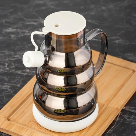 Porsima 3617-2 Kapaklı Borosilikat Cam Yağlık Sirkelik Yağdanlık 1000ml Beyaz