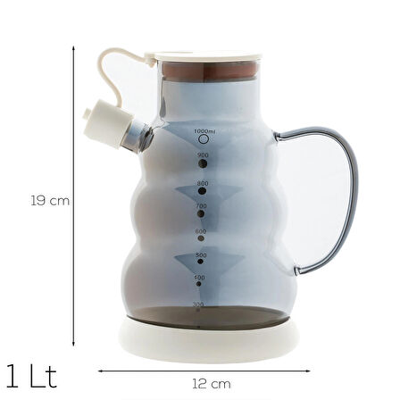 Porsima 3617-2 Kapaklı Borosilikat Cam Yağlık Sirkelik Yağdanlık 1000ml Beyaz